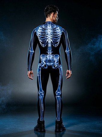 ネオンボディスーツコスチューム、スカルスケルトンボディスーツ、ハロウィン、3Dデジタルプリント、UVグローボディスーツ、キャットスーツ、ゼンタイ