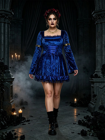 ブルー ハロウィンドレス 魔女 吸血鬼 魔法使い 魔術師 魔法 ファンタジー ゴシック 中世 ルネサンス
