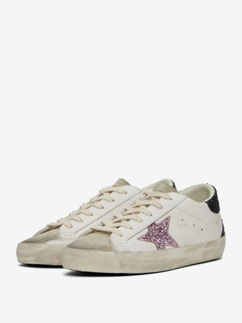 negro Zapatillas de deporte para mujer blancas con punta redonda detalle de purpurina cordones y zapatillas de skate