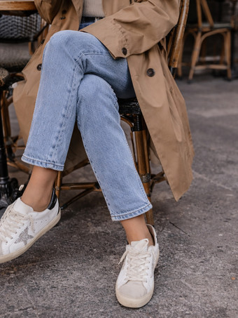 Zapatillas de deporte para mujer blancas con punta redonda detalle de purpurina cordones y zapatillas de skate