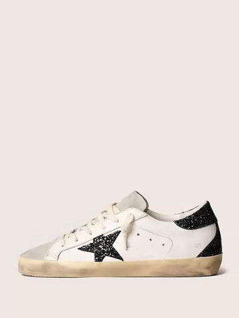 Zapatillas de deporte para mujer blancas con punta redonda detalle de purpurina cordones y zapatillas de skate