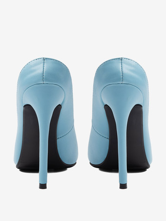ブルーのハイヒール レディース ポインテッドトゥ スティレットヒール パンプス