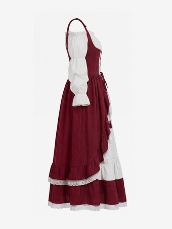 Mittelalterliches Cosplay-Kleid für Damen Renaissance-Ballkleid mit Puffärmeln Retro-Vintage-Kleid