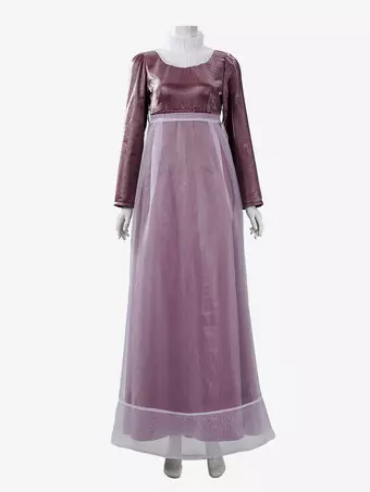 Retro Vintage Regency Period Maxi Empire Waist Dress Long Sleeves Gentlewoman Noblewoman Fancy Dress