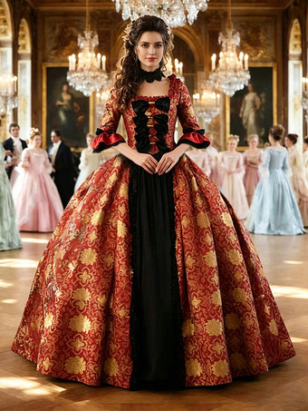 RotRokoko-Ballkleid aus dem 18. Jahrhundert Marie-Antoinette-Kostüm Damenkleid Vintage-Kostüm