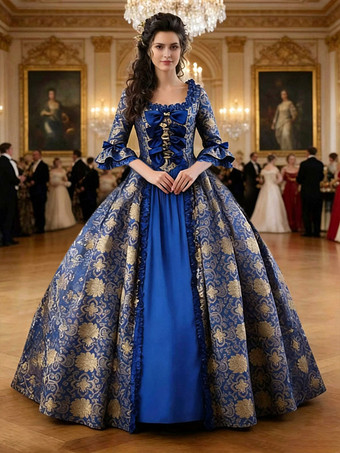 Blau Rokoko-Ballkleid aus dem 18. Jahrhundert Marie-Antoinette-Kostüm Damenkleid Vintage-Kostüm