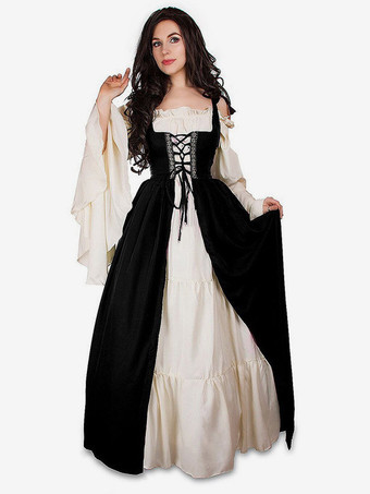 SchwarzDamen Renaissance Überkleid Mittelalter Bauernkostüm Kleid