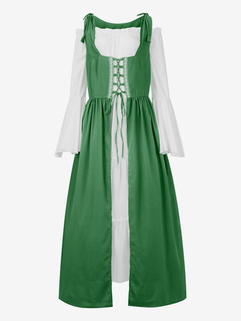 Grün Damen Renaissance Überkleid Mittelalter Bauernkostüm Kleid