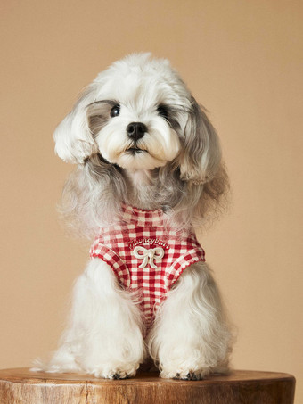 Débardeur rouge à carreaux pour chien chemise sans manches pour animaux de compagnie avec nœud décoratif vêtements respirants pour petits chiens
