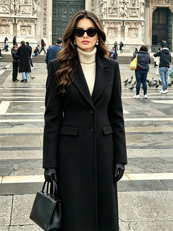 Outerwear For Woman Turndown Collar Casual Shaping Burgundy Wrap Coat
