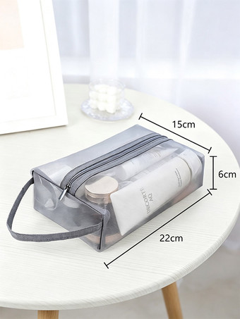 Mesh Makeup Brush Bag, Long Zippered Cosmetic Organizer With Handle