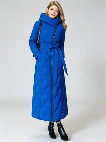 Blue Women's Long Down Jacket Winter Puffer Coat Thick Warm Outerwear