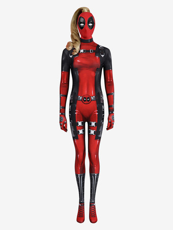 レディプールコスチューム デッドプール コミック コスプレ ボディスーツ スーパーヒーロー 女性用ジャンプスーツ 女性用スーパーヒーローコスチューム