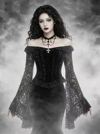 goth holiday dress Costumes Ghost Costume Costumes Featured Costumes Black Women's Adult's Gothic Polyester Plus Size (16-24;XL-4XL)