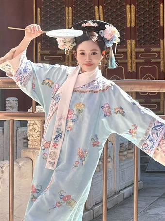 ブルー 大人用中国風コスチューム 赤いハロウィンポリエステルコート オーバーコート ホリデーコスチューム