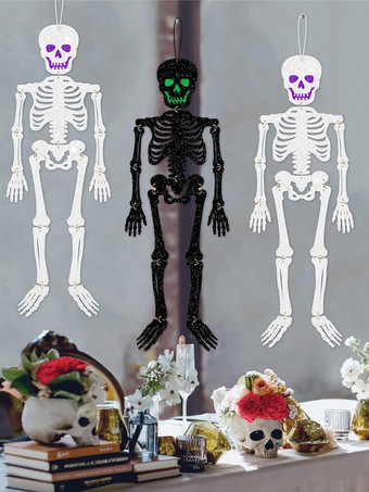 ブラック ハロウィン用光るドクロ吊り下げ装飾、パーティー用お化け屋敷装飾