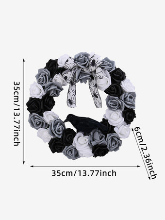 Ghirlanda di Halloween con corvo rose bianche e nere decorazione da appendere alla porta con finta vite