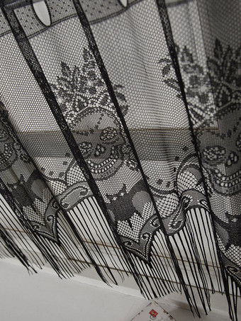 Halloween Lace Coffee Curtain, Bat & Skull Lamp Shade Party Decor