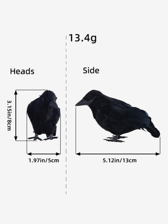 ハロウィン用フェイクフェザーのカラスフィギュア、黒いカラスの卓上装飾、写真撮影用小道具