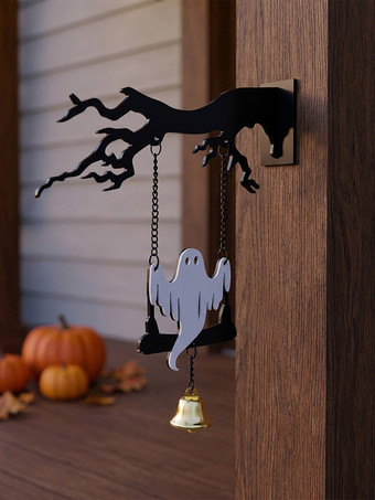 デザインBハロウィンのアクリル製吊り下げ装飾、幽霊コウモリのベルウェルカムサイン、枯れ木の枝の壁飾り