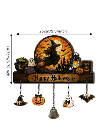 ハロウィンの月明かりペットパーティー木製サイン、2D吊り下げホームデコレーション