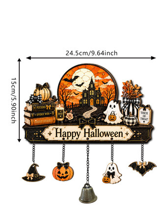 ハロウィンの月明かりペットパーティー木製サイン、2D吊り下げホームデコレーション