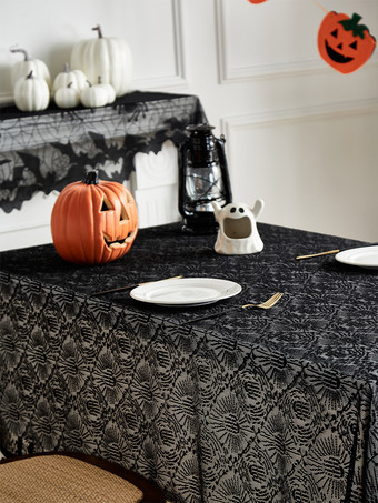 ハロウィン ブラックレース ゴーストハンド テーブルクロス、不気味なパーティーテーブルデコレーション、プレイスマット