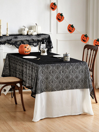 ブラック ハロウィン ブラックレース ゴーストハンド テーブルクロス、不気味なパーティーテーブルデコレーション、プレイスマット