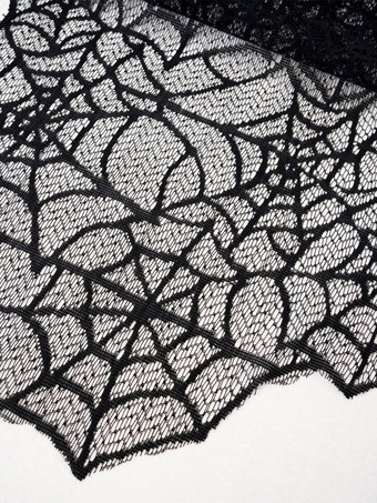 ハロウィン ゴシック レース テーブルランナー、蜘蛛の巣刺繍テーブルクロス、パーティー装飾