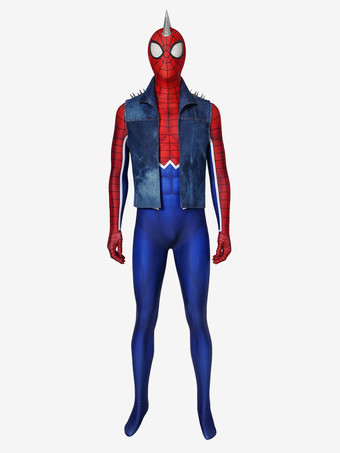 ブルー スパイダーマン PS4 コスチューム ゲームバージョン スパイダーパンク ボディスーツ