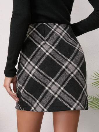 レディース ハイウエスト チェック柄 ミニスカート Aライン ショートスカート 秋冬 カジュアル タータンスカート