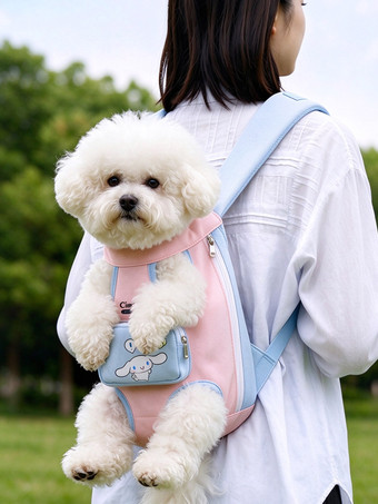 ブルー シナモロール デュアルウェア ペット用フロントバックパック、通気性のある春夏用小型犬猫用ハンズフリーキャリー