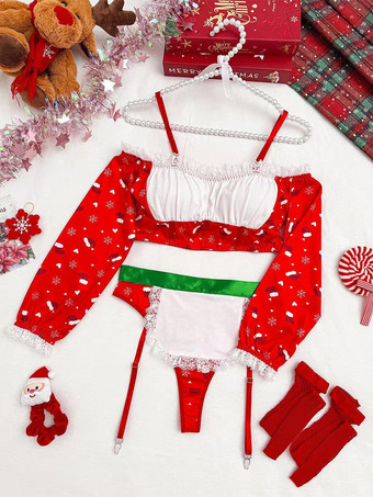 クリスマス衣装 レディース トップス ショーツ ニーハイソックス セット