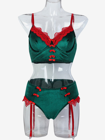 クリスマス用コスチューム　女性用ツートンカラーコルセットトップ＆パンティセット
