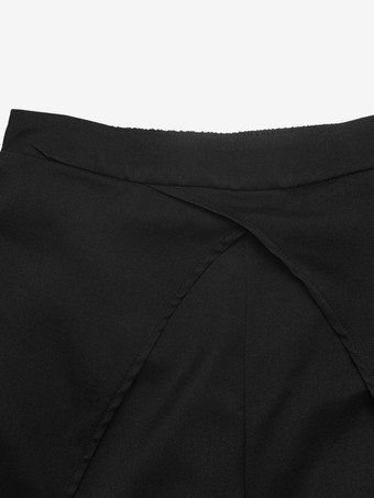 女性用パンツ ブラック ハイウエスト トラウザー