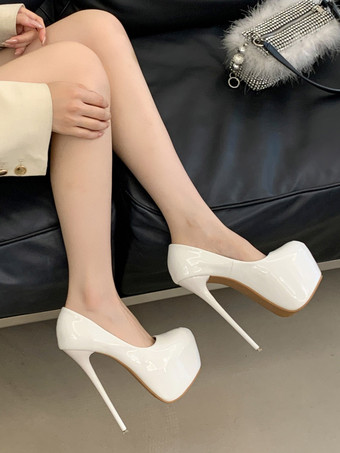 赤いセクシーなプラットフォームラウンドトゥハイヒールパンプス（女性用）