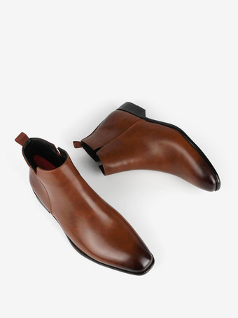 メンズ チェルシーブーツ ラウンドトゥ スリッポン フラット アンクルブーツ