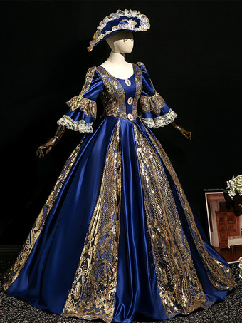 ビクトリア朝のロココ調の衣装ドレス 赤いマリーアントワネットの衣装 舞踏会のガウン バーガンディ