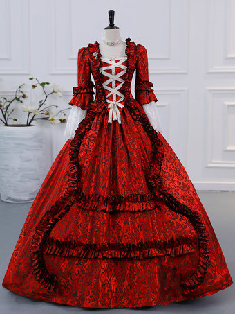 バーガンディーシャンパン ビクトリア朝 ロココ ポリエステル ドレス マリー アントワネット 長袖ドレス