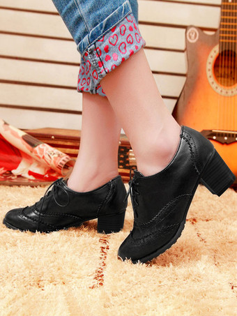 ブラック ホワイトオックスフォードシューズレディースラウンドトゥレースアップオックスフォード