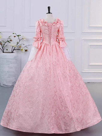 シャンパン ビクトリア朝 ロココ ポリエステル ドレス マリー アントワネット 長袖ドレス