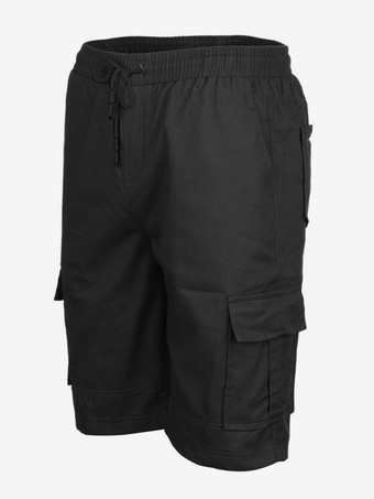 メンズ カーゴショーツ ドローストリングウエスト 夏 カジュアル アウトドア ショーツ ポケット付き