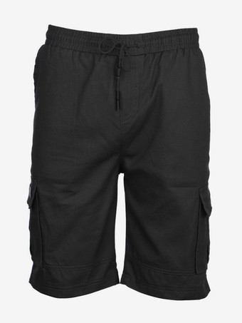 メンズ カーゴショーツ ドローストリングウエスト 夏 カジュアル アウトドア ショーツ ポケット付き