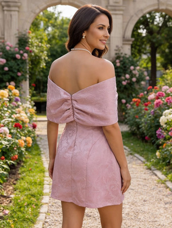 Minivestido de fiesta de jacquard con hombros descubiertos para ocasiones especiales 2026