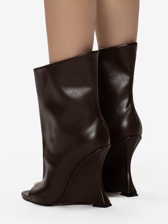 Botines de mujer con tacón peep-tpe y diseño de tiras