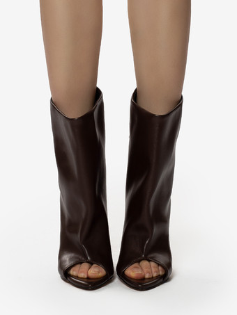 Botines de mujer con tacón peep-tpe y diseño de tiras