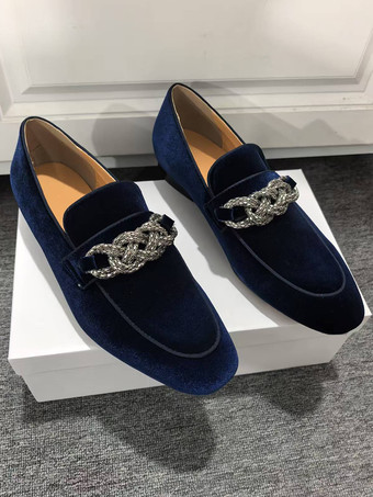 メンズ ペニーローファー プロムパーティー ウェディングシューズ ファッション マイクロスエードアッパー チェーンアートワーク スリッポンシューズ