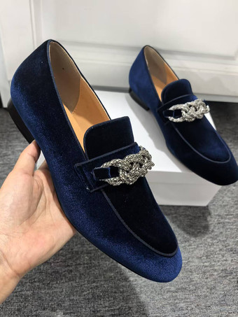 メンズ ペニーローファー プロムパーティー ウェディングシューズ ファッション マイクロスエードアッパー チェーンアートワーク スリッポンシューズ