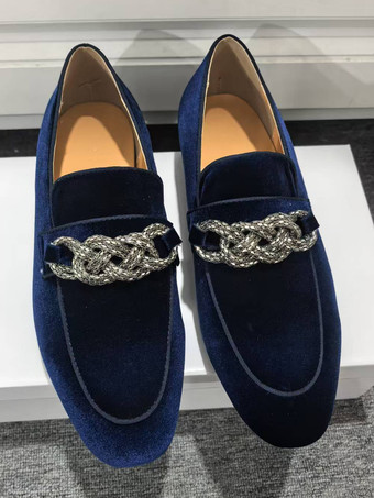 メンズ ペニーローファー プロムパーティー ウェディングシューズ ファッション マイクロスエードアッパー チェーンアートワーク スリッポンシューズ