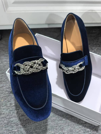 メンズ ペニーローファー プロムパーティー ウェディングシューズ ファッション マイクロスエードアッパー チェーンアートワーク スリッポンシューズ